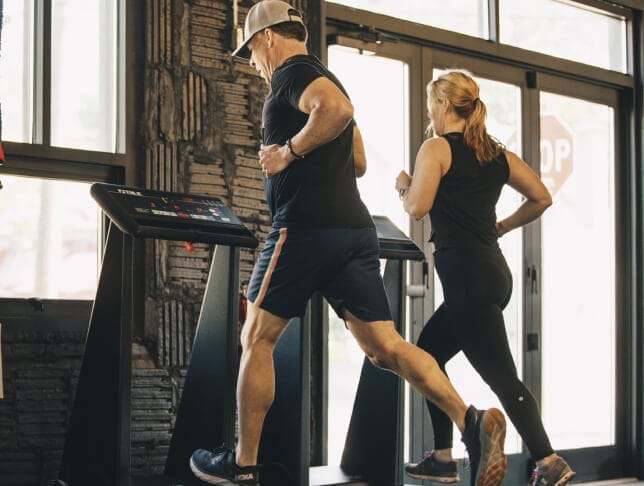 People training on a running track